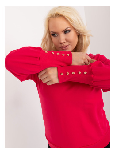 Red plus-size sweatshirt with buttons