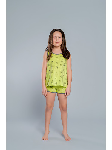 Madeira girls' pyjamas with wide straps, shorts - lime print