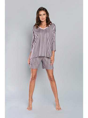 Pyjamas Savitri 3/4 sleeve, short leg - print/pink