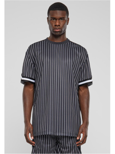 Men's Oversized Striped Mesh Tee T-Shirt - Black/White