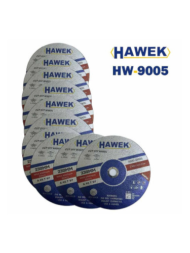 Дискове за метал и неръждавейка, 230x22.2x1.9 мм, HAWEK HW-9005, 10 бр.