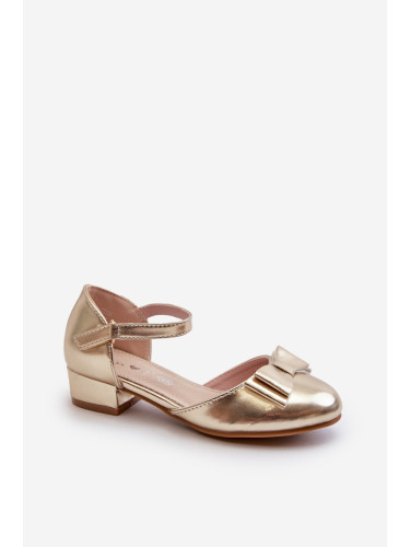 EVENTO Балетки за момиче с панделка Gold Andarifa