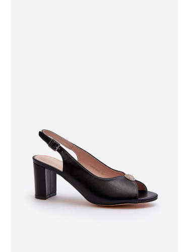 EVENTO Елегантни сандали с орнамент на тока черни Trasea