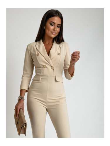 Beige jumpsuit with wide legs
