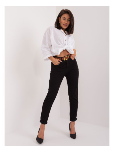 Black mom fit jeans with belt