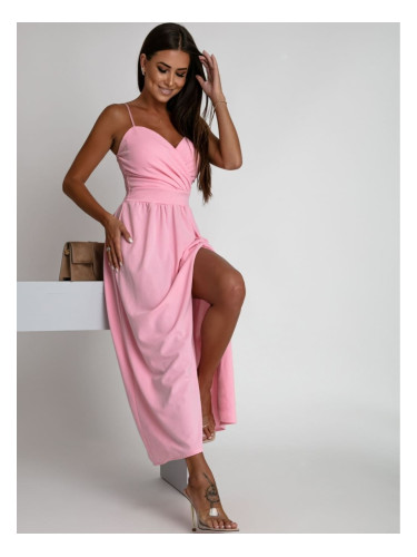 Maxi dress with straps, pink