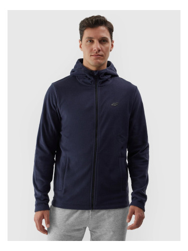 Men's regular fleece with 4F hood - navy blue