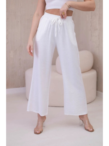 Viscose wide ecru trousers