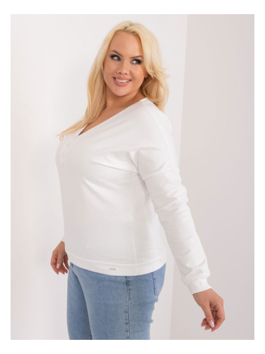 Ecru cotton blouse plus size neckline