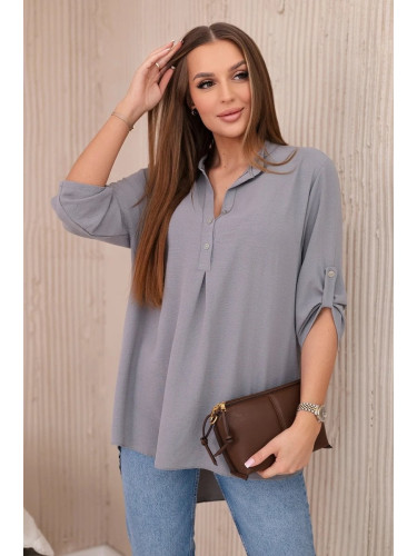 Blouse with a longer back grey