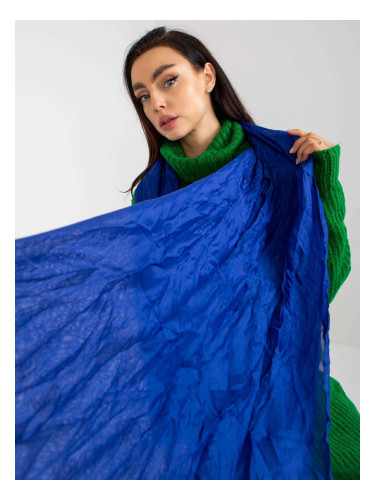 Dark blue airy scarf with ruffles