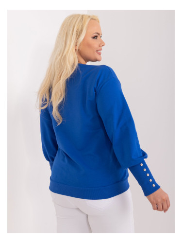 Cobalt Blue Women's Cotton Sweatshirt Plus Size