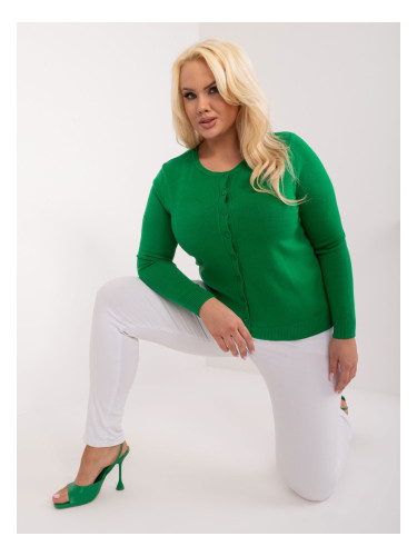 Green women's plus-size sweater with cuffs