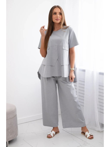 Set of new punto blouses + trousers grey