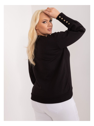 Black plus-size sweatshirt with buttons on the sleeves