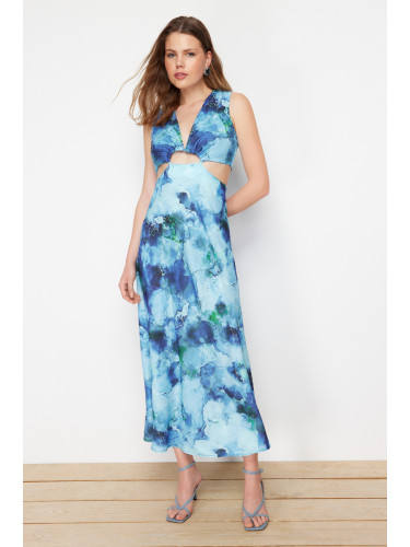 Trendyol Blue Cut Out/Window Detail Maxi Woven Dress