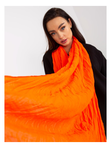 Fluo orange airy scarf with pleats