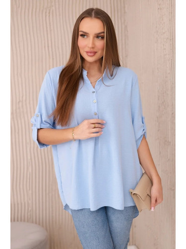 Blouse with a longer back blue