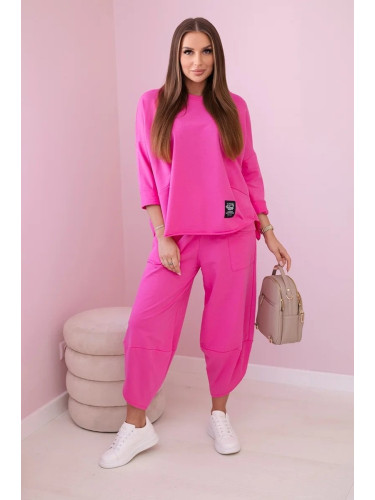 Set of cotton sweatshirt pants in pink