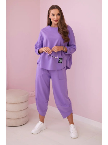 Set of cotton sweatshirt and trousers purple