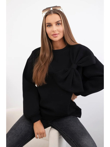 Cotton insulated sweatshirt with a large bow in black color