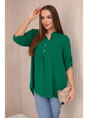 Blouse with a longer back green