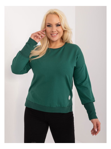 Dark green asymmetrical cotton blouse in a larger size