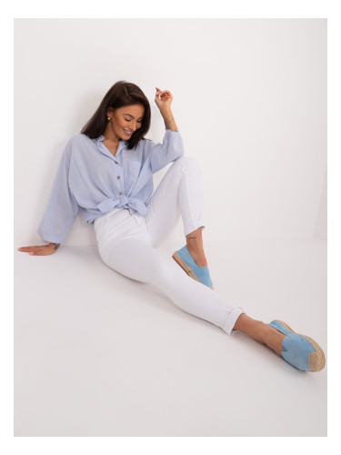 Women's trousers made of white smooth denim