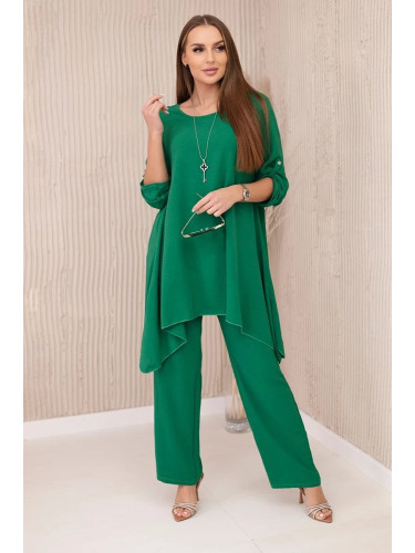 Set blouse + trousers with pendant green