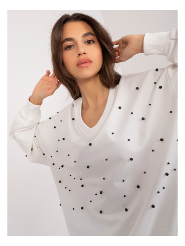 Ecru women's oversize sweatshirt with appliqué