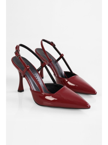 Shoeberry Women's Tony Burgundy Patent Leather Stiletto