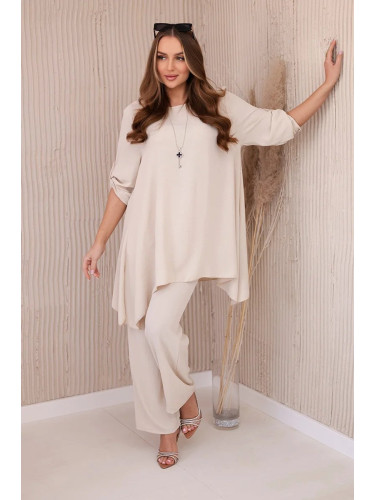 Set blouse + trousers with pendant beige