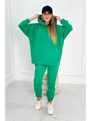 Insulated set with sweatshirt and trousers in green