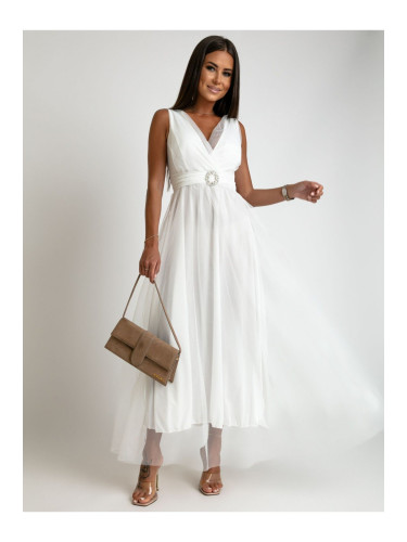 White maxi dress with tulle