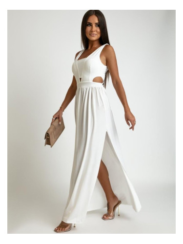Maxi dress with cutouts, white