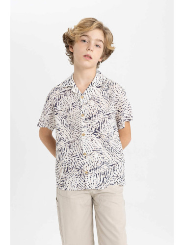 DEFACTO Boy Oversize Fit Polo Neck Viscose Short Sleeve Shirt