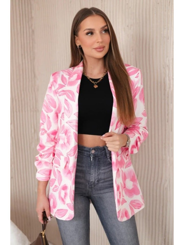 Women's blazer with pink flower motif