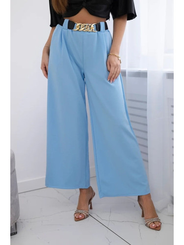 Wide-leg viscose trousers in blue