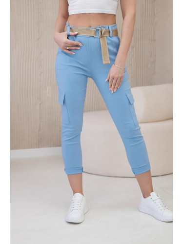 Cargo trousers with belt blue