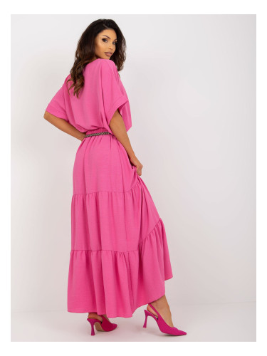 Dark pink summer maxi skirt with ruffle