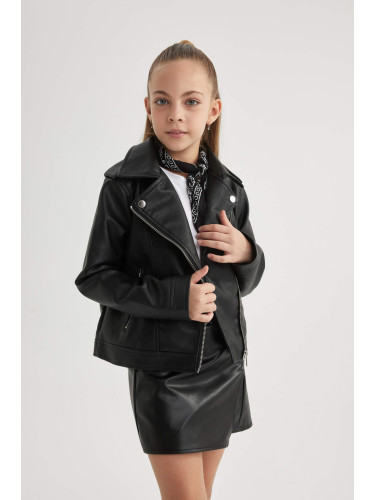 DEFACTO Girl Waterproof Faux Leather Jacket