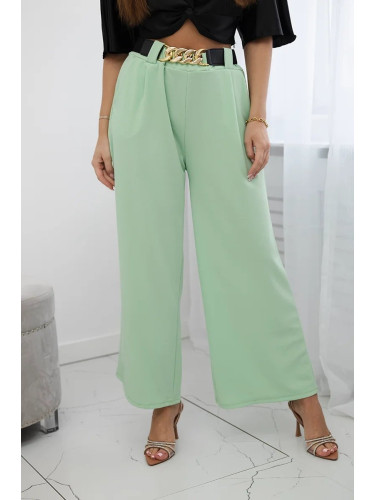 Viscose trousers with wide legs mint