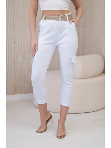 Cargo pants with belt white