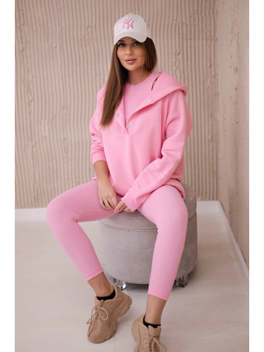 3-in-1 sweatshirt, top and leggings set, light pink