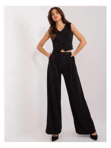 Black elegant set with wide trousers RUE PARIS