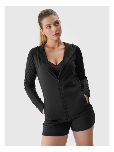 Women's Sports Quick-Drying Zip-Up Hooded Sweatshirt 4F - Black