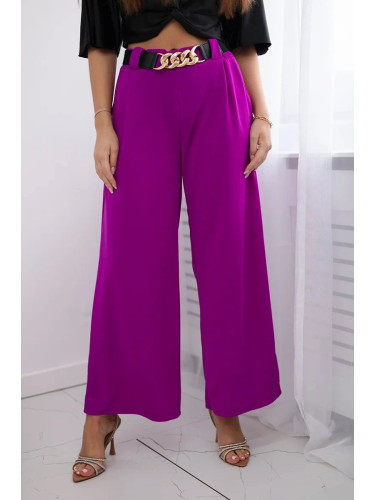 Viscose trousers with wide legs dark purple color