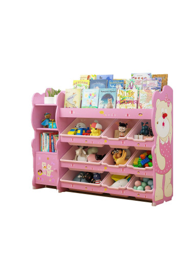 Детски шкаф - органайзер за играчки и книги МЕЧЕ, розово