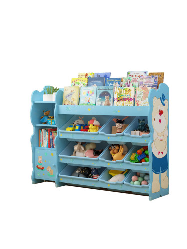 Детски шкаф - органайзер за играчки и книги МЕЧЕ, синьо