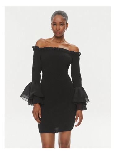 ROTATE Коктейлна рокля Chiffon 112112100 Черен Regular Fit
